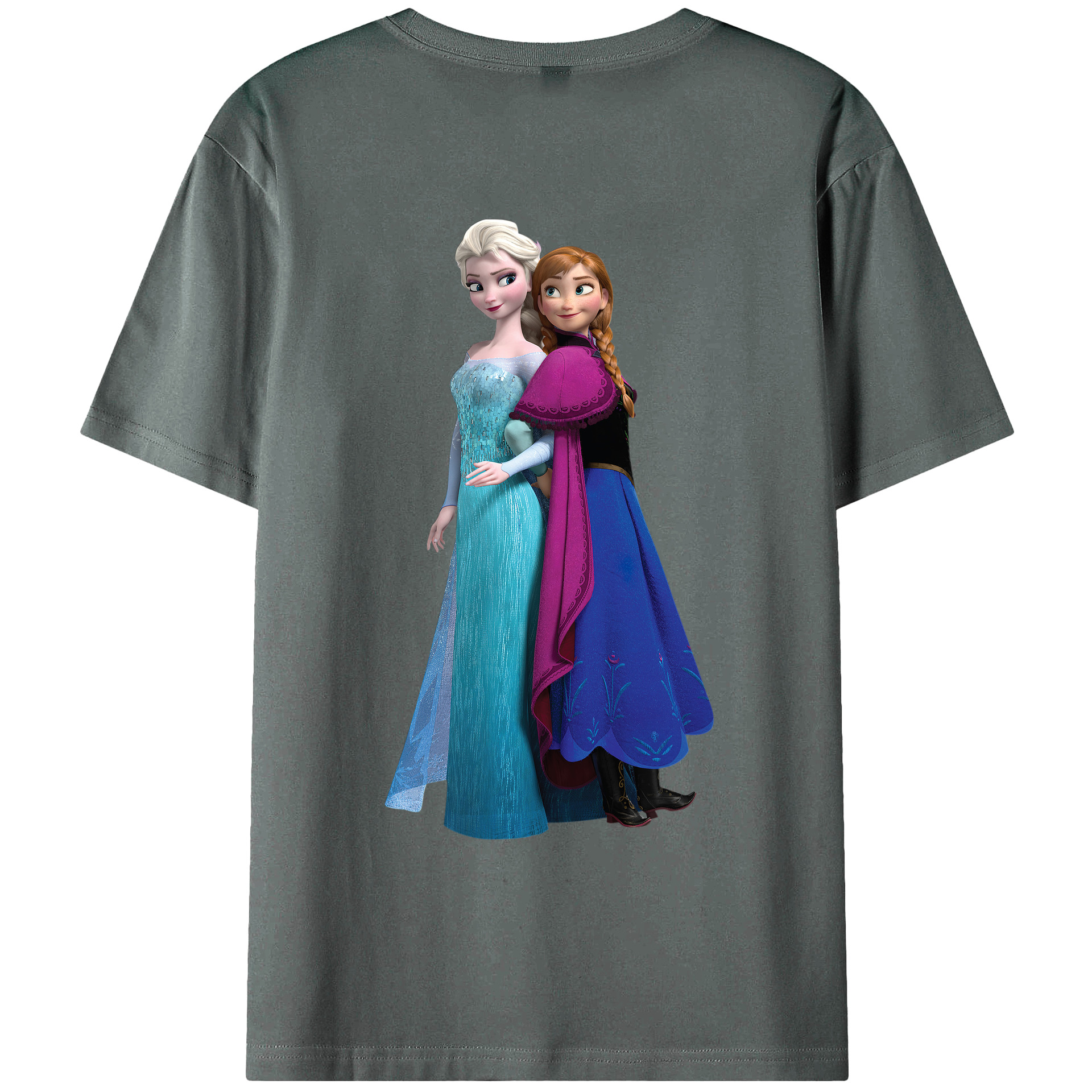 （画像用） アナと雪の女王 アンナ エルサ Frozen Anna Elsa 綿100％ メンズ半袖Tシャツ（バックプリント） 通気性